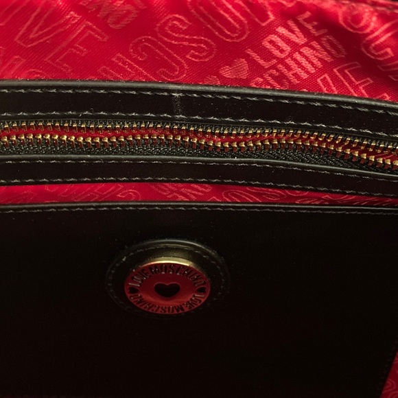 Love Moschino Croc Embossed Vegan Leather Heart Charm Tote with Dust Bag NWT - Picture 9 of 12